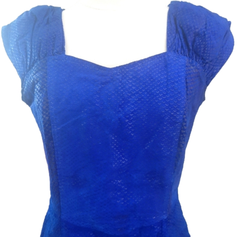1980s Vintage Cobalt Blue Suede Massimo Dress